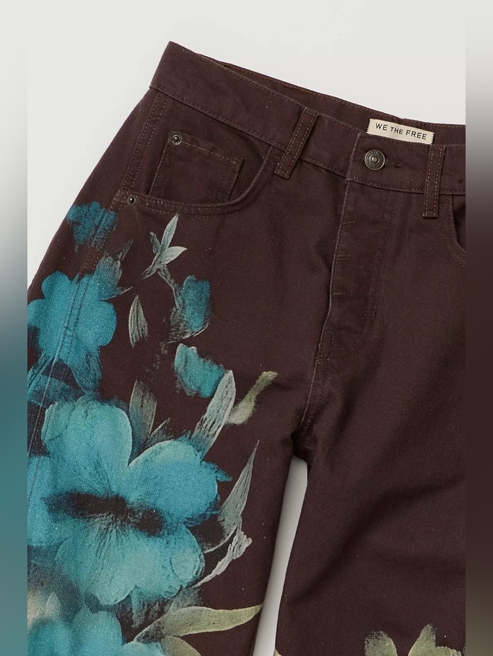 NWT FREE PEOPLE WE THE FREE Good Luck Printed Barrel Jeans | Washed Floral $148 - Picture 8 of 10